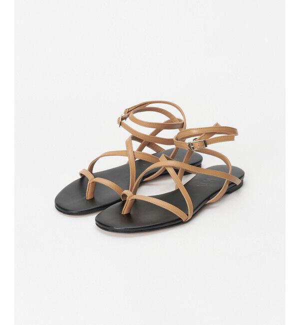 allureville「【HEWN (ヒューン)】THONG LACE-UP SANDAL」|サンダル|キャメル