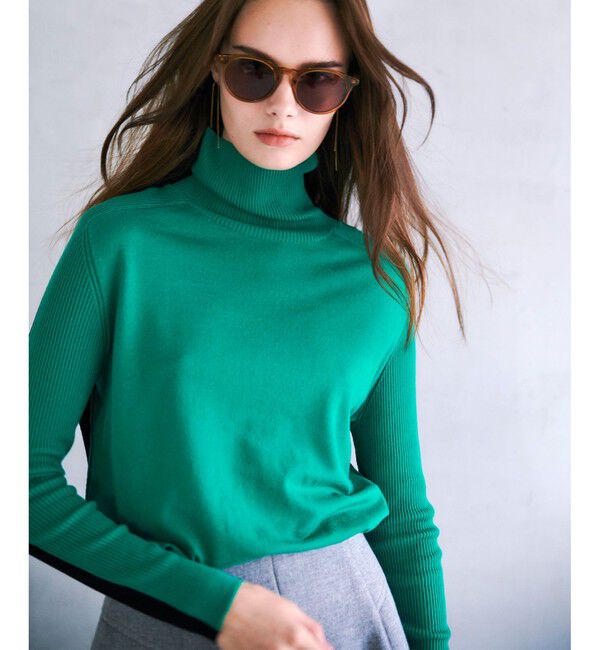 allureville「バイカラータートルプルオーバー」|ニット・セーター|