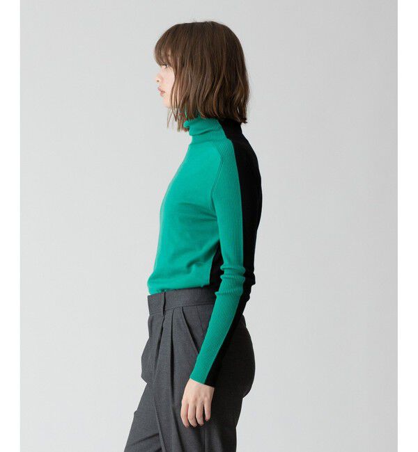 allureville「バイカラータートルプルオーバー」|ニット・セーター|