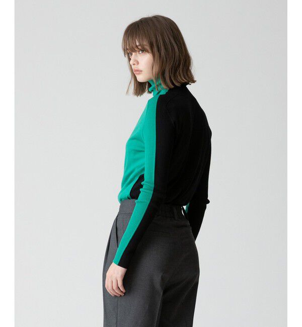 allureville「バイカラータートルプルオーバー」|ニット・セーター|