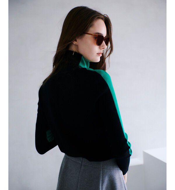 allureville「バイカラータートルプルオーバー」|ニット・セーター|