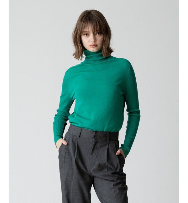 allureville「バイカラータートルプルオーバー」|ニット・セーター|