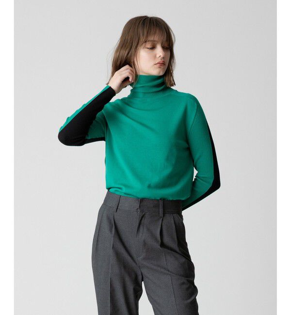 allureville「バイカラータートルプルオーバー」|ニット・セーター|