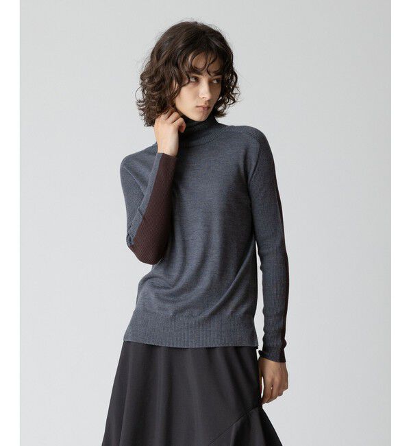 allureville「バイカラータートルプルオーバー」|ニット・セーター|