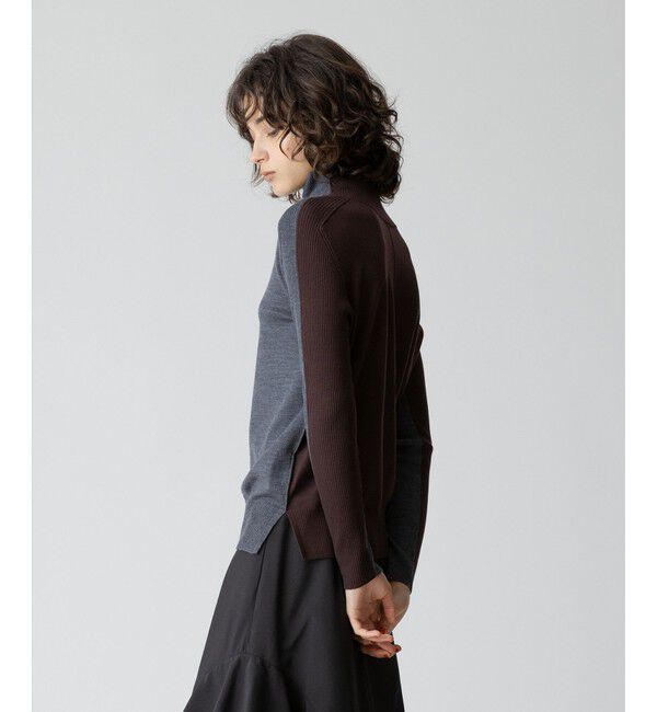 allureville「バイカラータートルプルオーバー」|ニット・セーター|