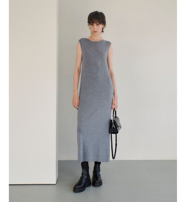 allureville「ハイツイストウール総針ストレートワンピース」|ワンピース|グレー