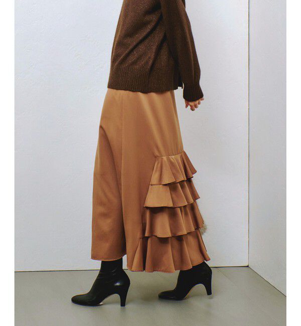 allureville「ソフトサテンバックフリルナロースカート」|スカート|