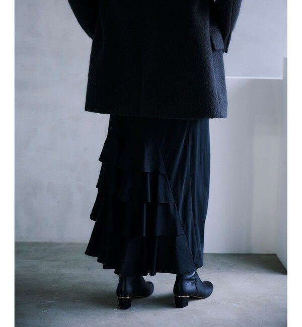 allureville「ソフトサテンバックフリルナロースカート」|スカート|
