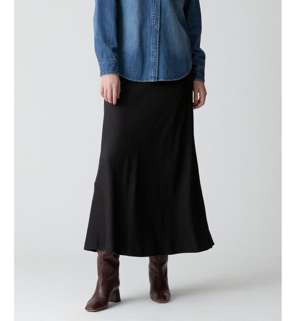 allureville「ソフトサテンバックフリルナロースカート」|スカート|