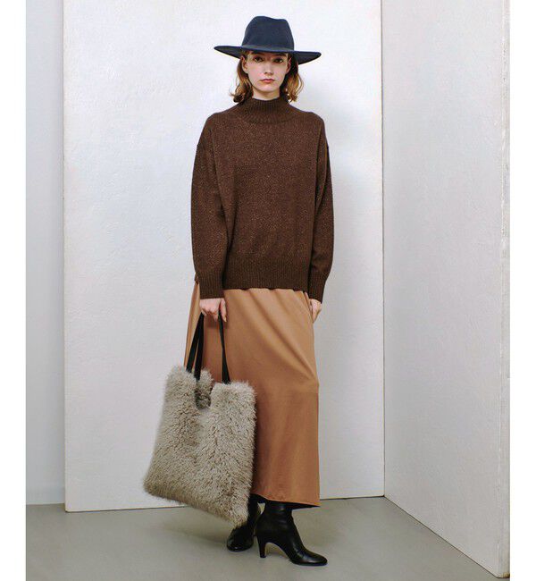 allureville「シャイニーラクーンバックスリットプルオーバー」|ニット・セーター|