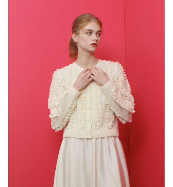 LOULOU WILLOUGHBY「【LOULOU WILLOUGHBY】レーストリミングカーディガン」|カーディガン|