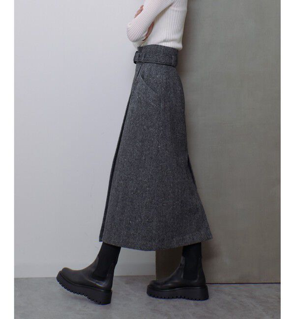allureville「【セットアップ対応可能】ヘリンボンツイードナロースカート」|スカート|