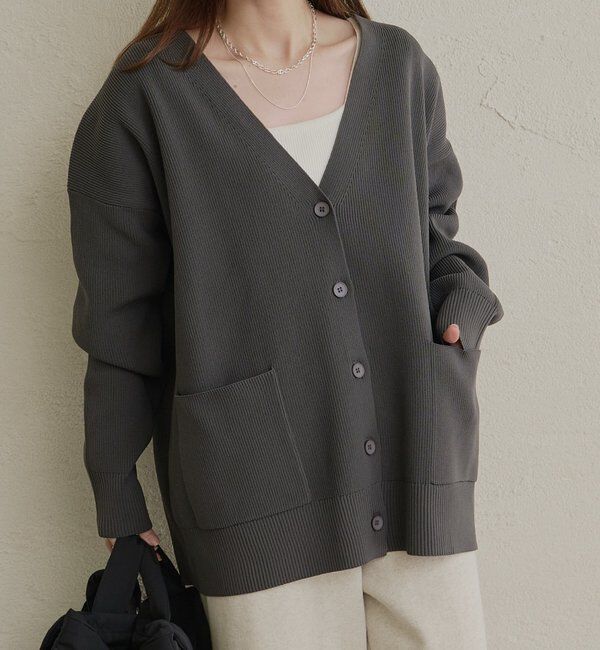  「【WEB限定/Du noir】スポンディッシュBIG Vネックカーディガン」|カーディガン|