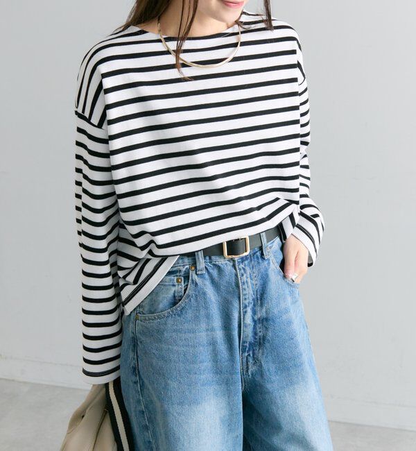  「ボーダーショートカットソー」|プルオーバー|ブラック系その他