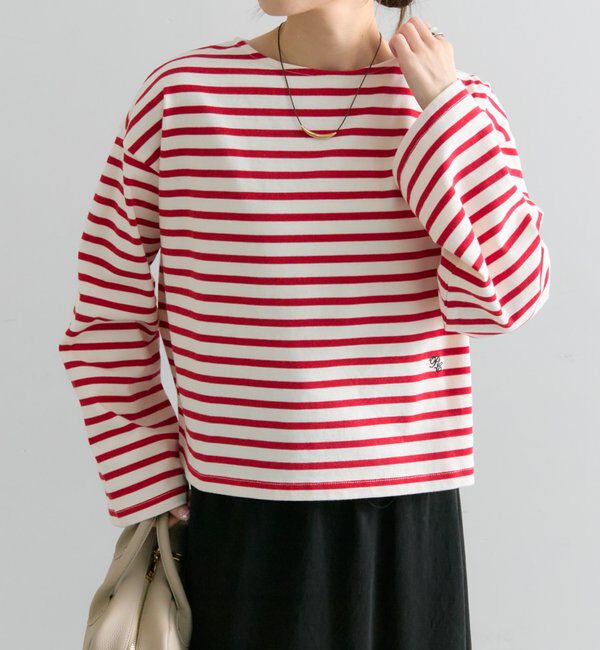  「ボーダーショートカットソー」|プルオーバー|レッド系その他