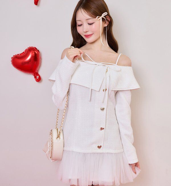  「【Heart Collection】リボン付きキルティングハートバッグ」|ショルダー・メッセンジャー|