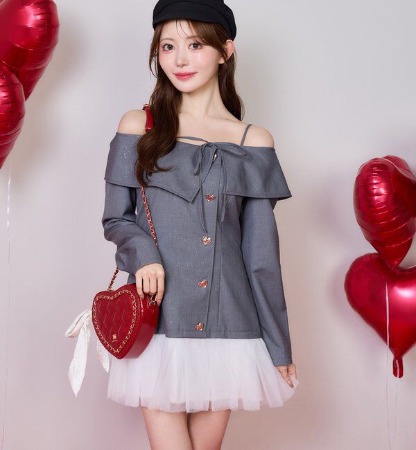  「【Heart Collection】リボン付きキルティングハートバッグ」|ショルダー・メッセンジャー|