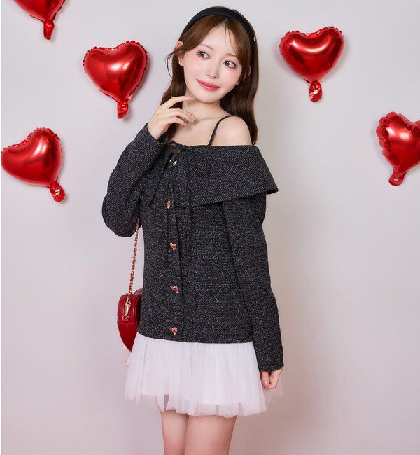  「【Heart collection】ハートボタン切替ミニワンピース」|ワンピース|