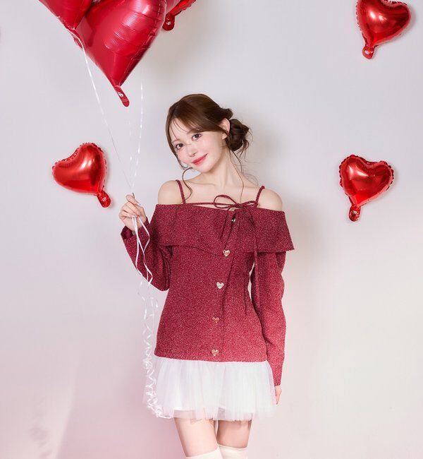  「【Heart collection】ハートボタン切替ミニワンピース」|ワンピース|