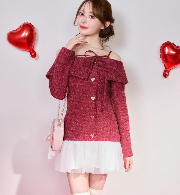  「【Heart collection】ハートボタン切替ミニワンピース」|ワンピース|