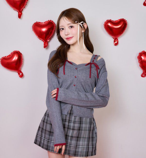  「【Heart collection】ハートボタンビスチェセットカーディガン」|ニット・セーター|