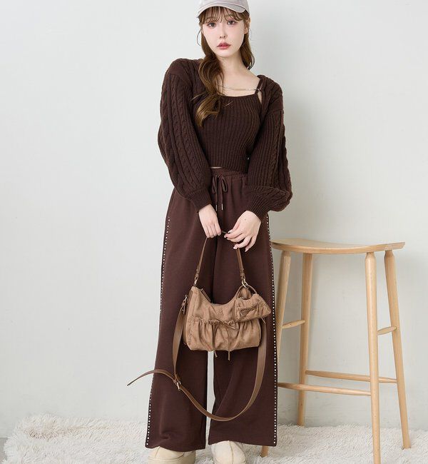  「ミニバッグチャーム付きドロストリボンバッグ」|ショルダー・メッセンジャー|