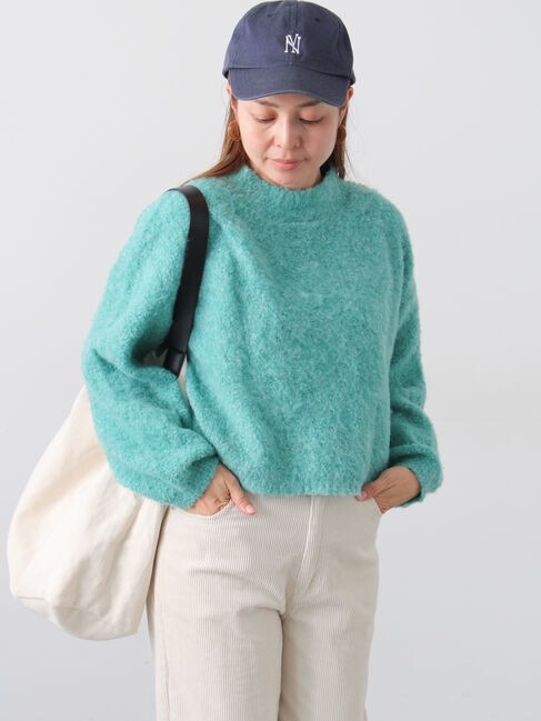 Lugnoncure「ブークレクロップドニット」|ニット・セーター|グリーン