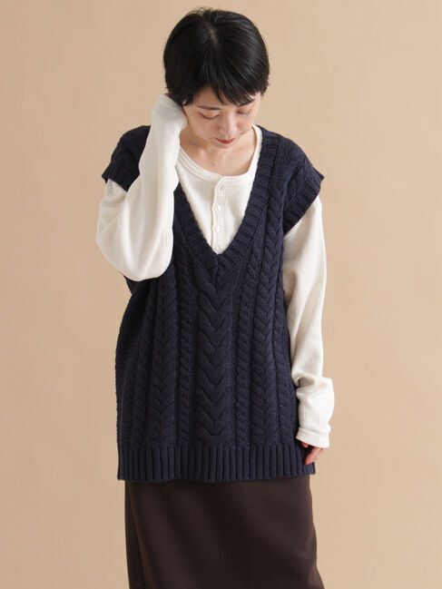 sm2rhythm「ケーブルニットベスト」|ダウンベスト・ベスト|