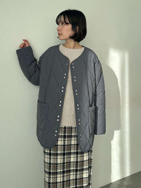 Samansa Mos2 blue「キルトミドルコート」|その他|