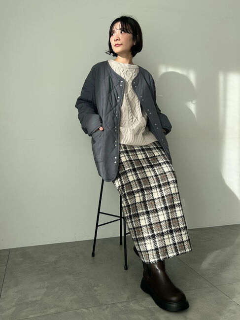 Samansa Mos2 blue「キルトミドルコート」|その他|