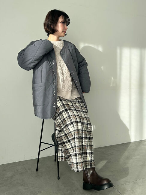 Samansa Mos2 blue「キルトミドルコート」|その他|