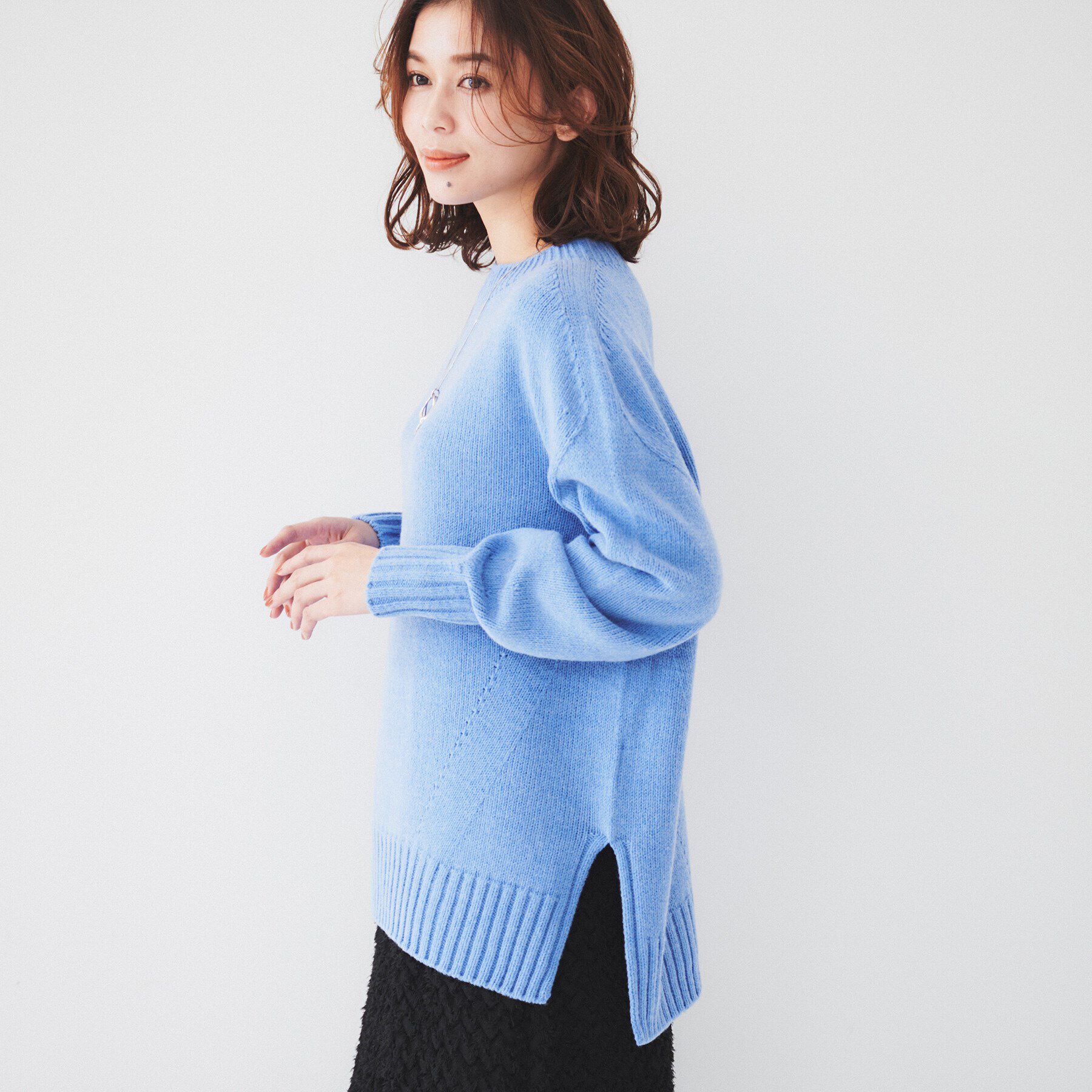 UNTITLED「【洗える/体型カバー】ミドルゲージ ロング丈ニット」|ニット・セーター|