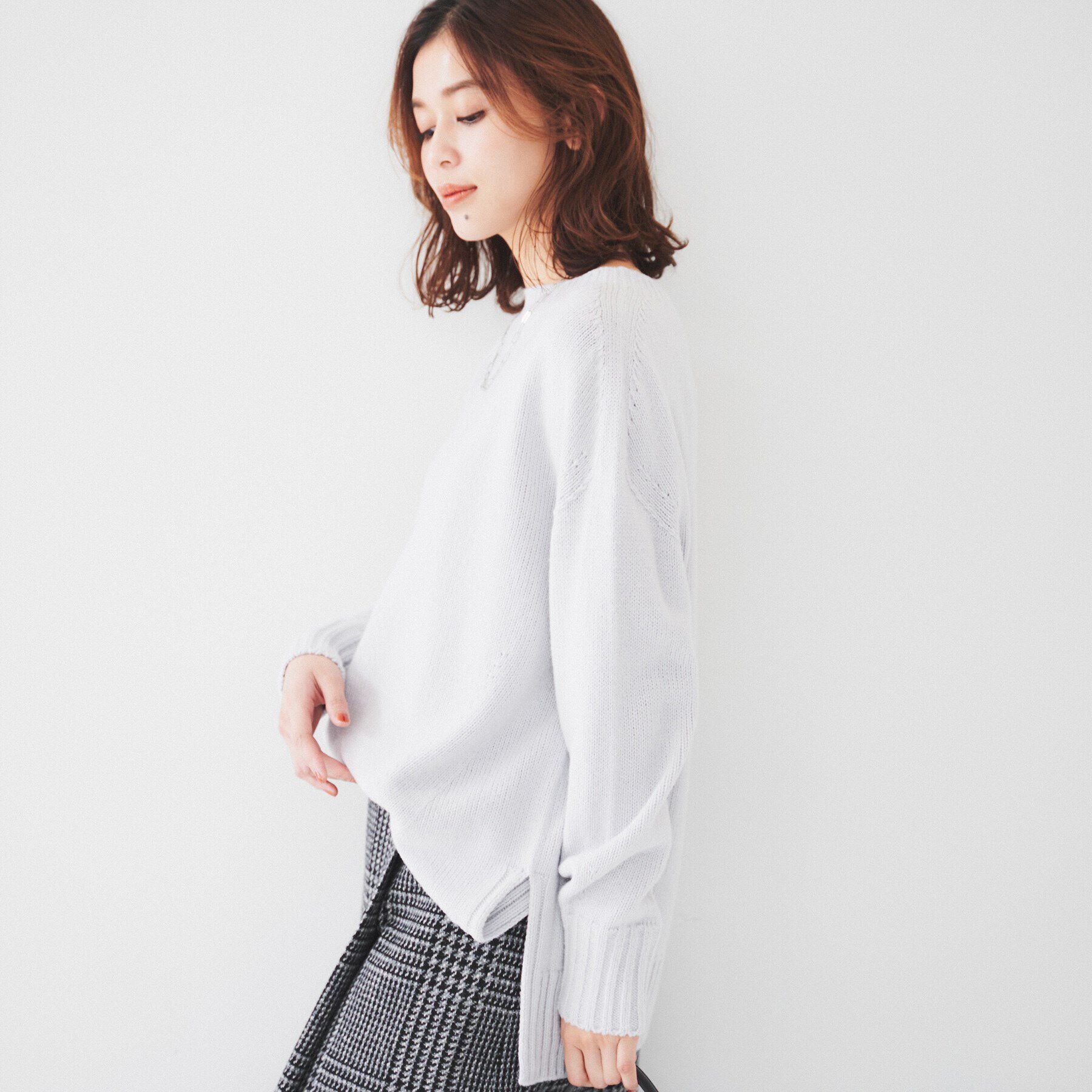 UNTITLED「【洗える/体型カバー】ミドルゲージ ロング丈ニット」|ニット・セーター|