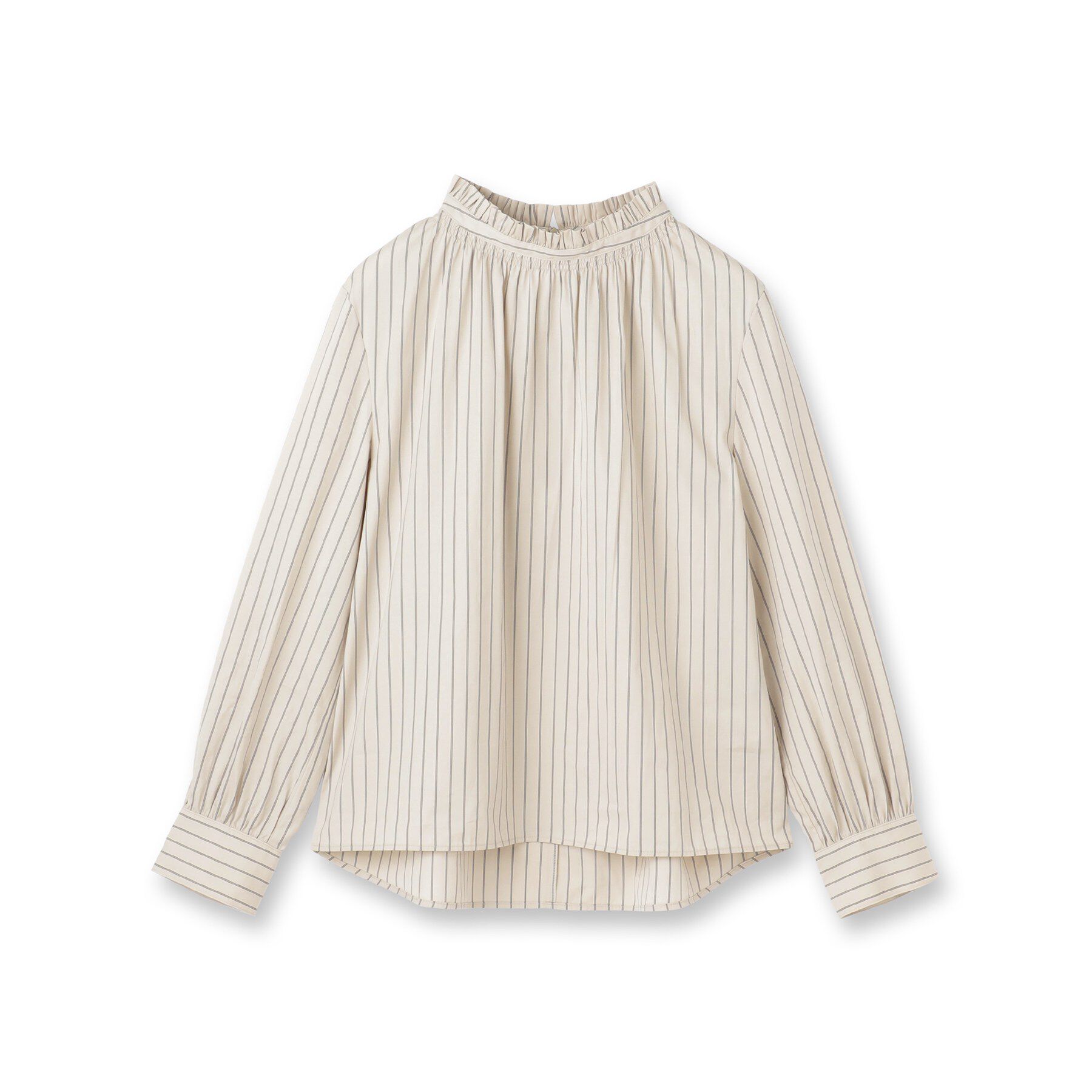 UNTITLED「【コットン100/洗える】シャーリングフリルネックブラウス」|シャツ・ブラウス|