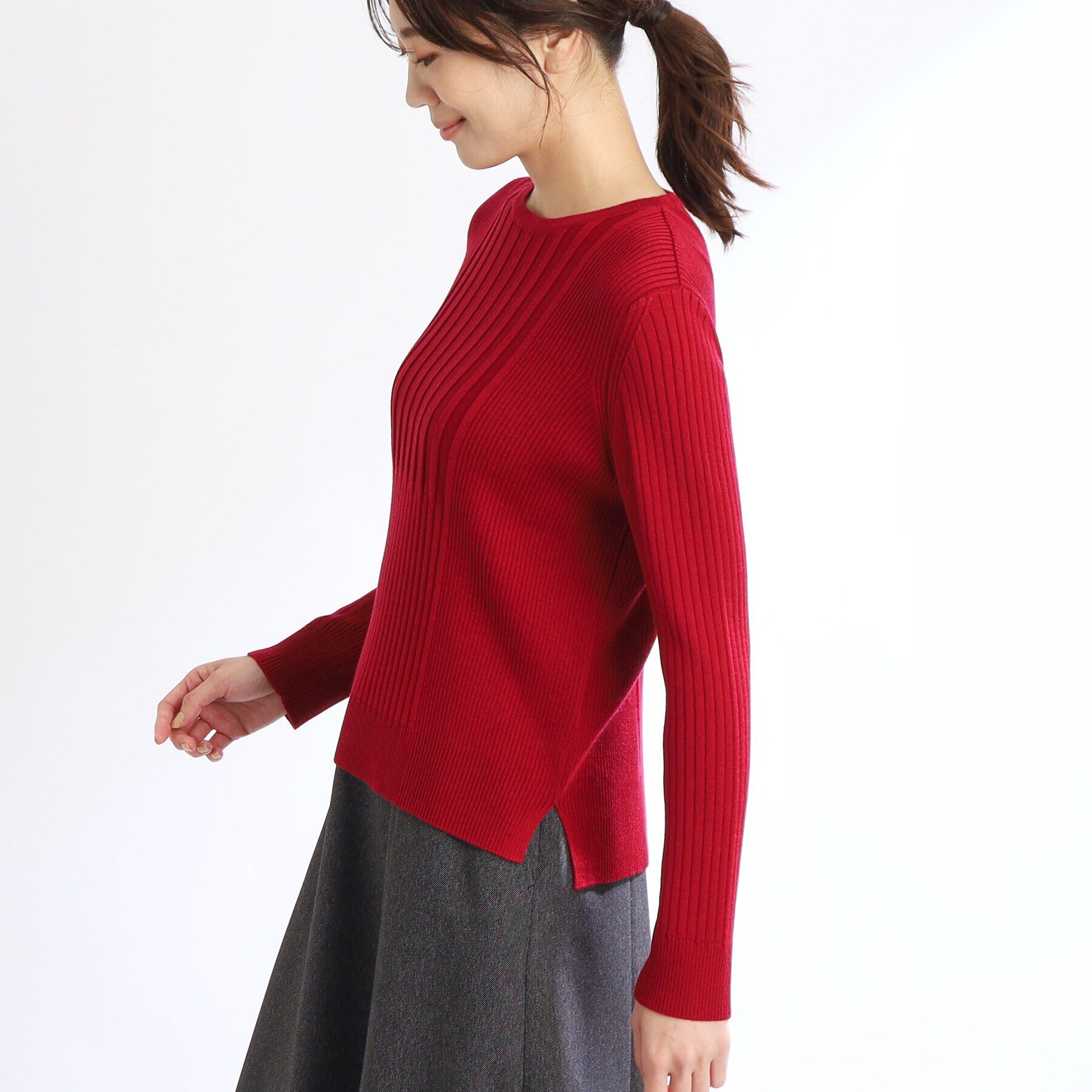 Reflect「【洗える】ラウンドネックリブニット」|ニット・セーター|