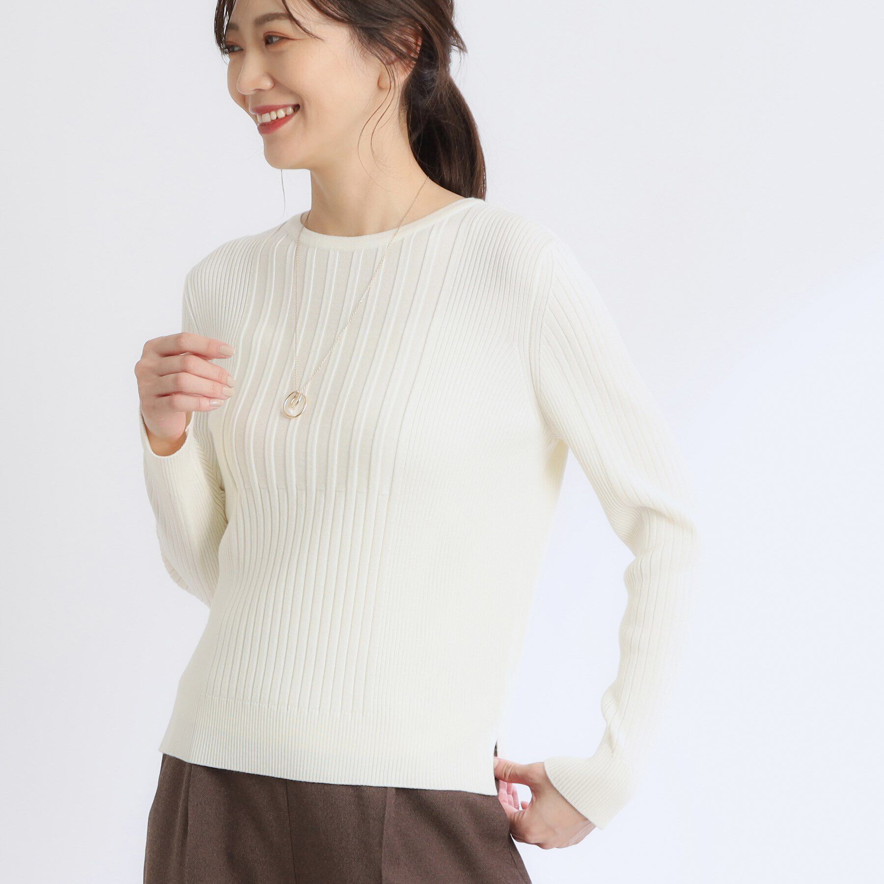 Reflect「【洗える】ラウンドネックリブニット」|ニット・セーター|