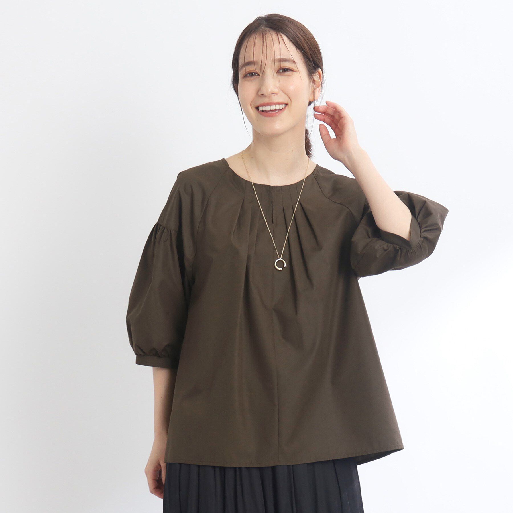 Reflect「【E‐QUALITY／手洗い可】ふんわりスリーブブラウス」|シャツ・ブラウス|ブラウン(044)