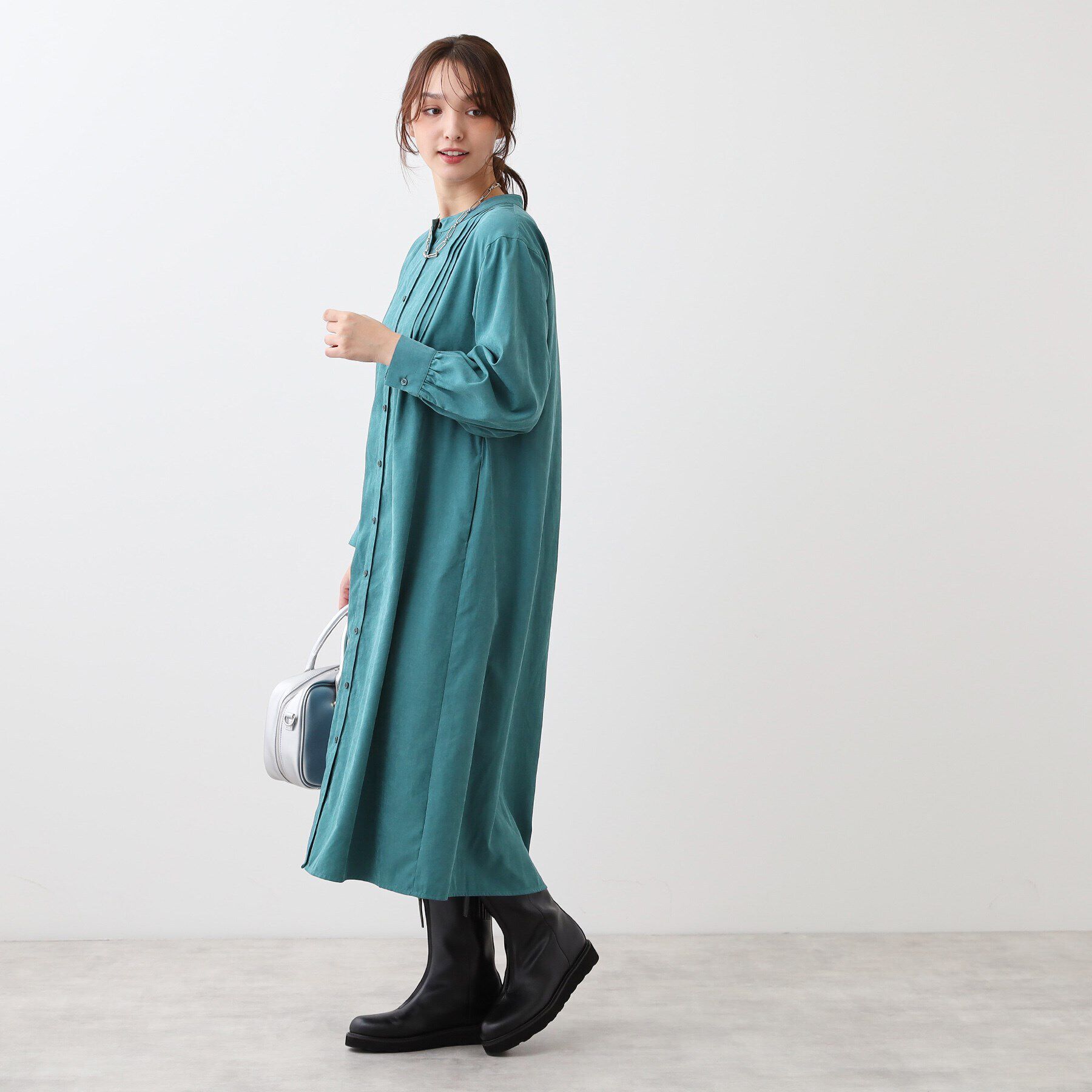 Reflect「【E‐QUALITY／手洗い可】リラクシーバンドカラーワンピース」|ワンピース|