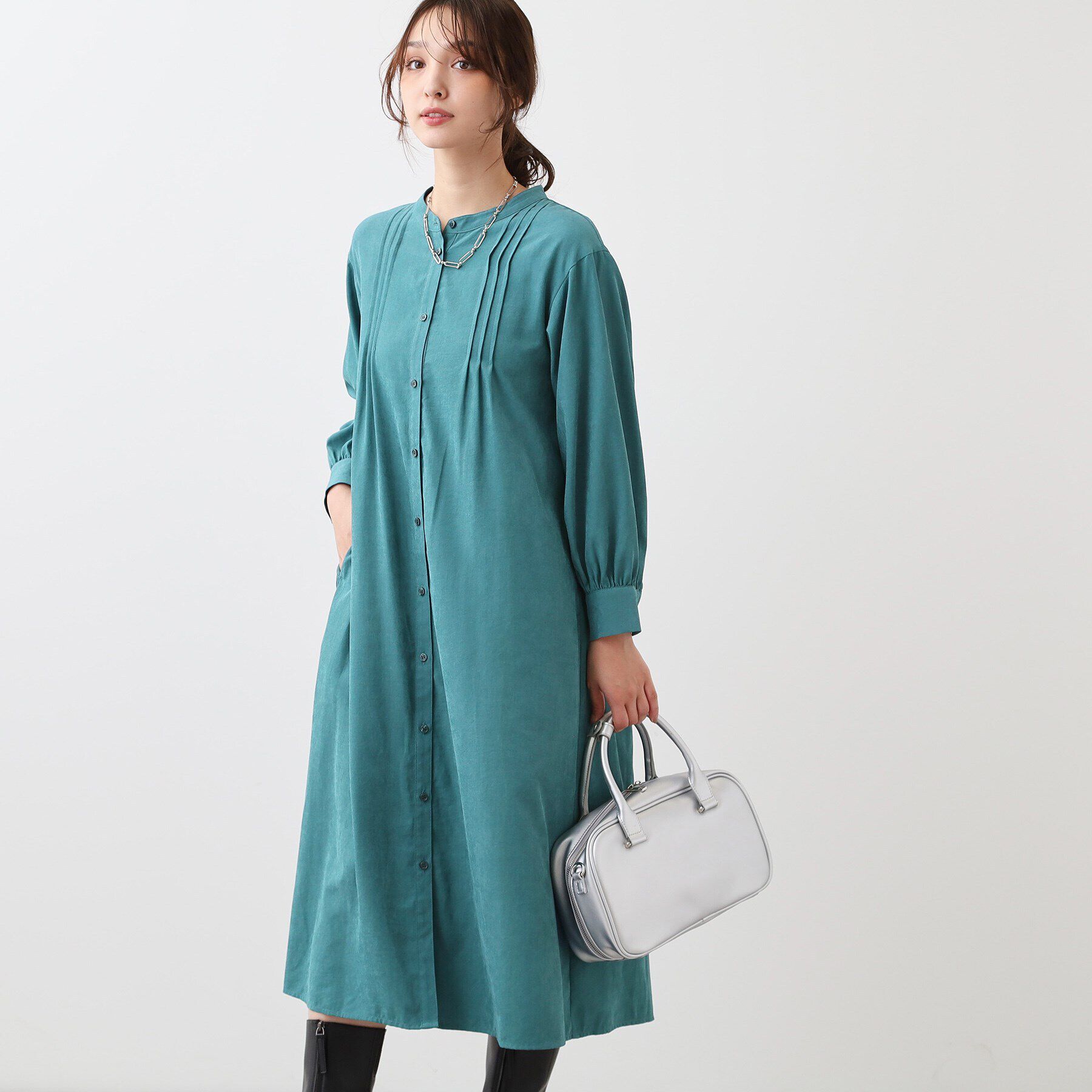 Reflect「【E‐QUALITY／手洗い可】リラクシーバンドカラーワンピース」|ワンピース|