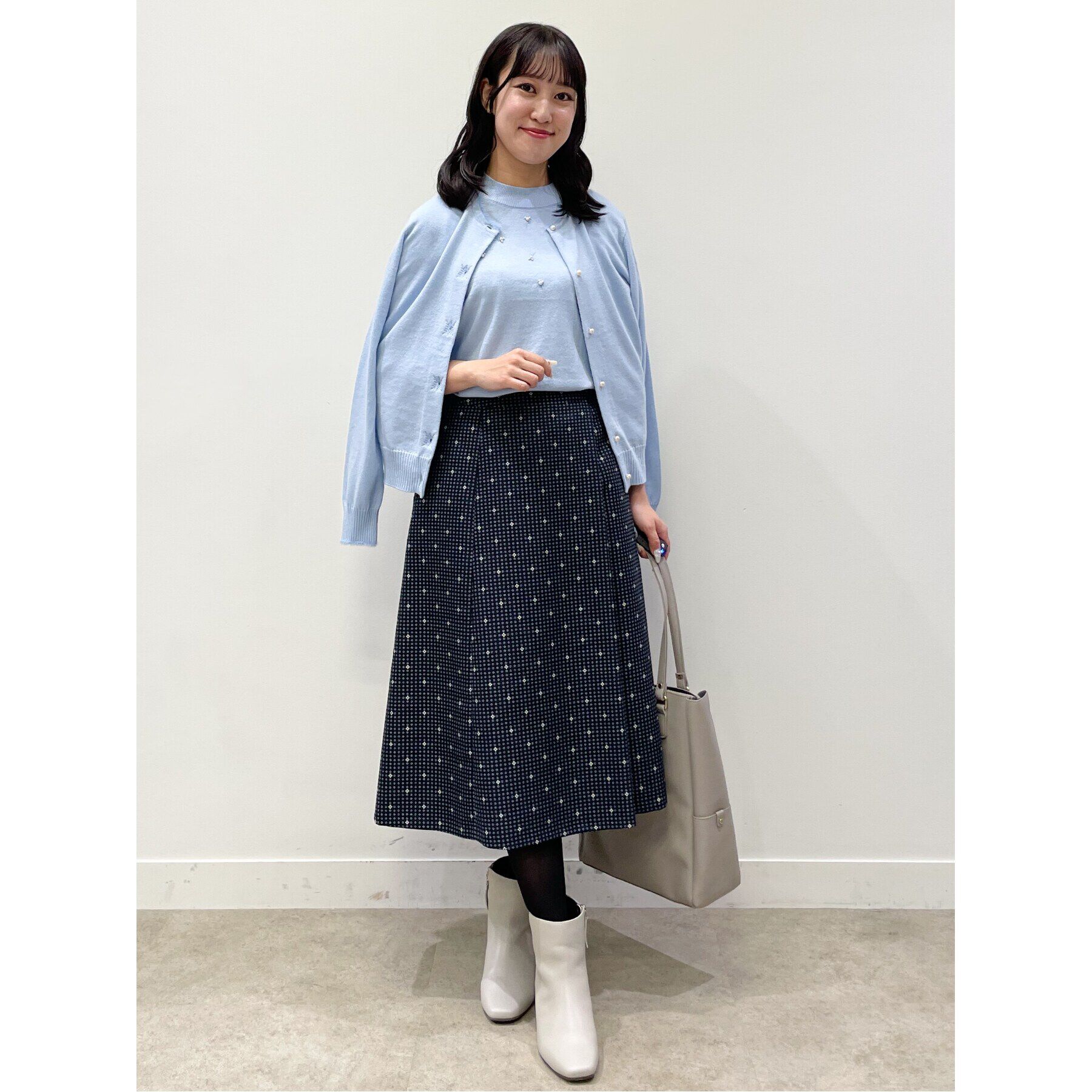 Reflect「【WEB限定カラーあり／洗える／アンサンブル】パール調刺繍ニット＋カーディガン」|カーディガン|