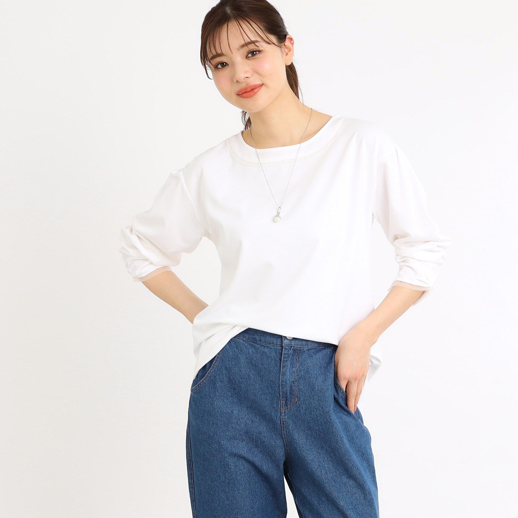 Reflect「【E‐QUALITY／手洗い可】チュールディティールプルオーバー」|Tシャツ・カットソー|オフホワイト(003