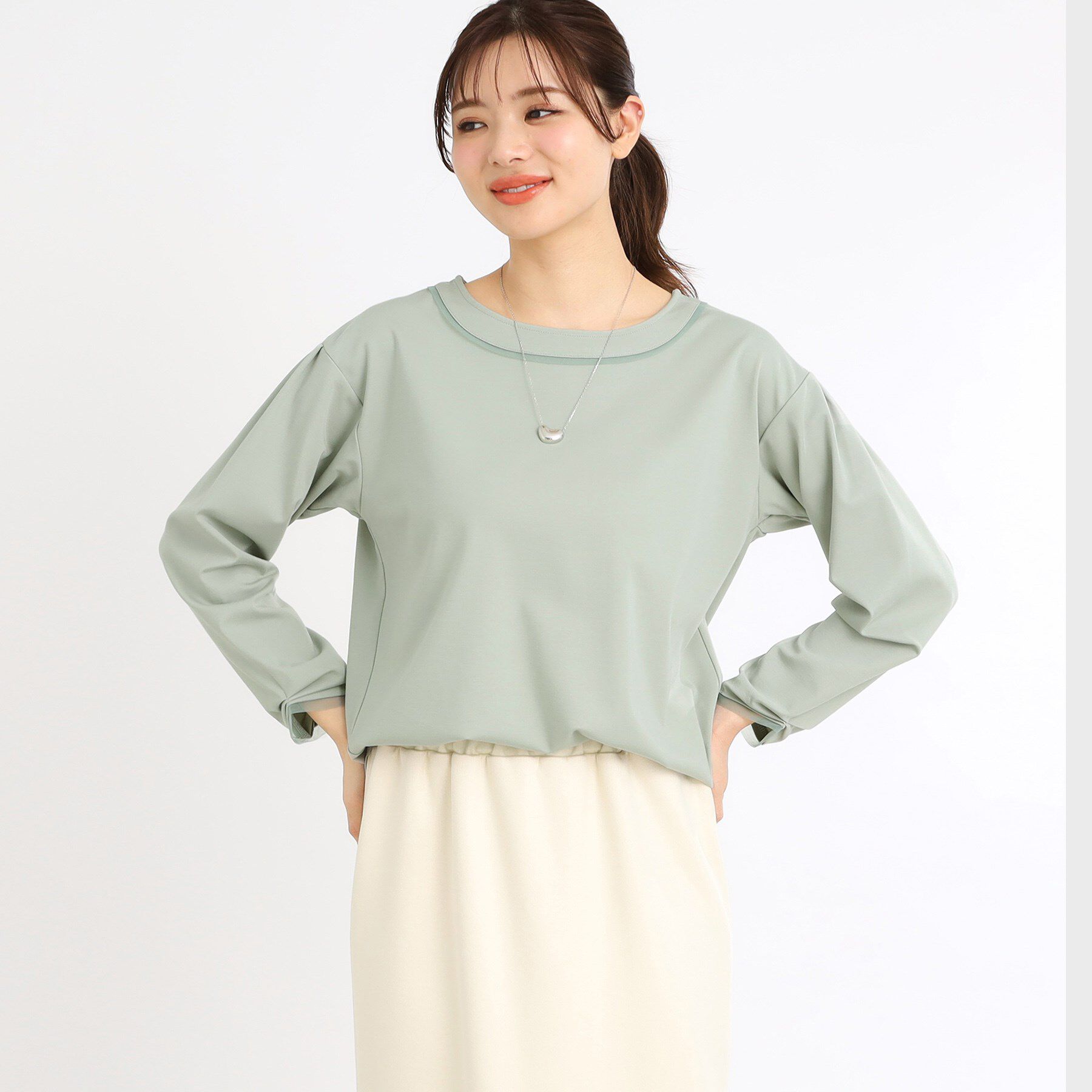 Reflect「【E‐QUALITY／手洗い可】チュールディティールプルオーバー」|Tシャツ・カットソー|ミントグリーン(02