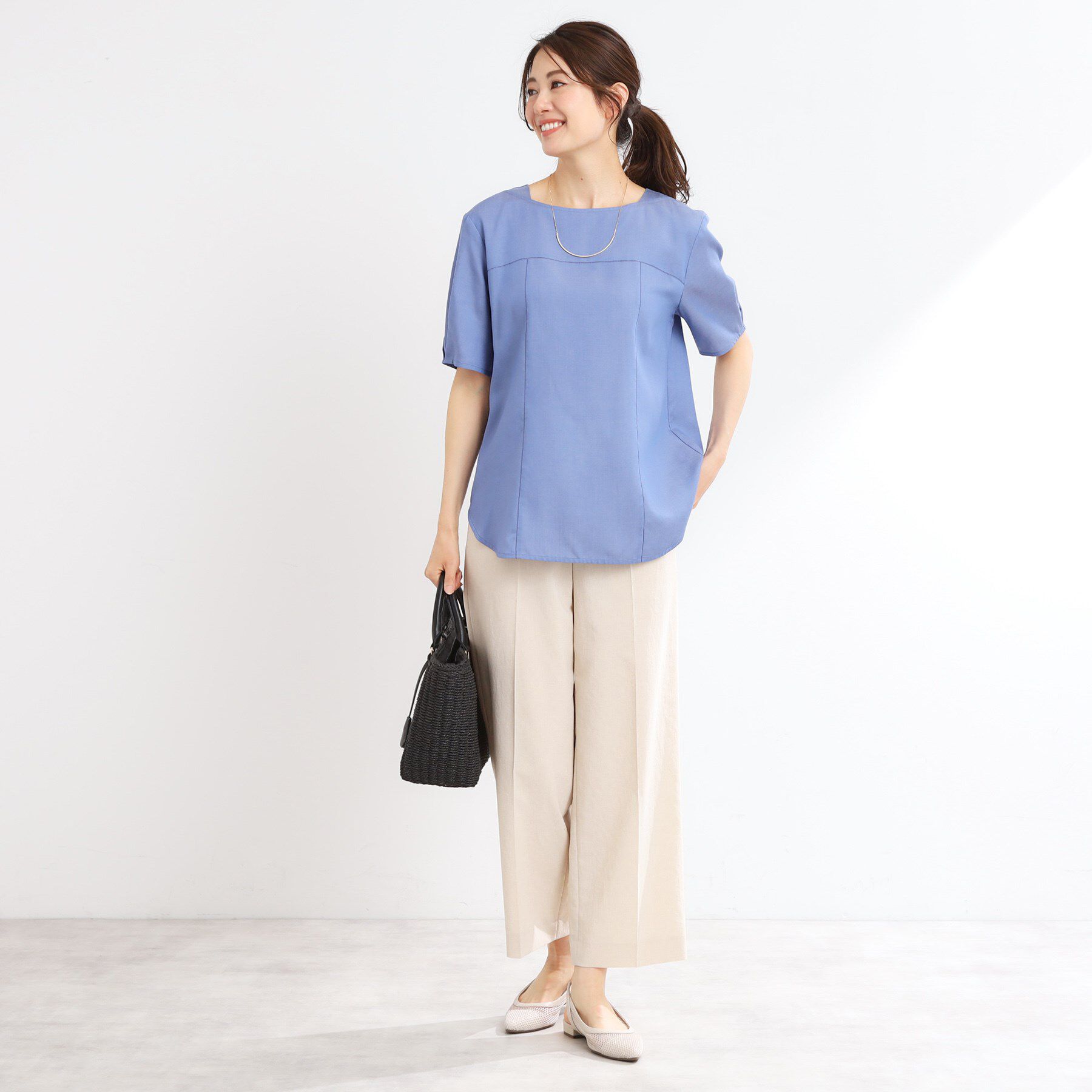 Reflect「【マシンウォッシュ可】デニム調プルオーバーブラウス」|シャツ・ブラウス|