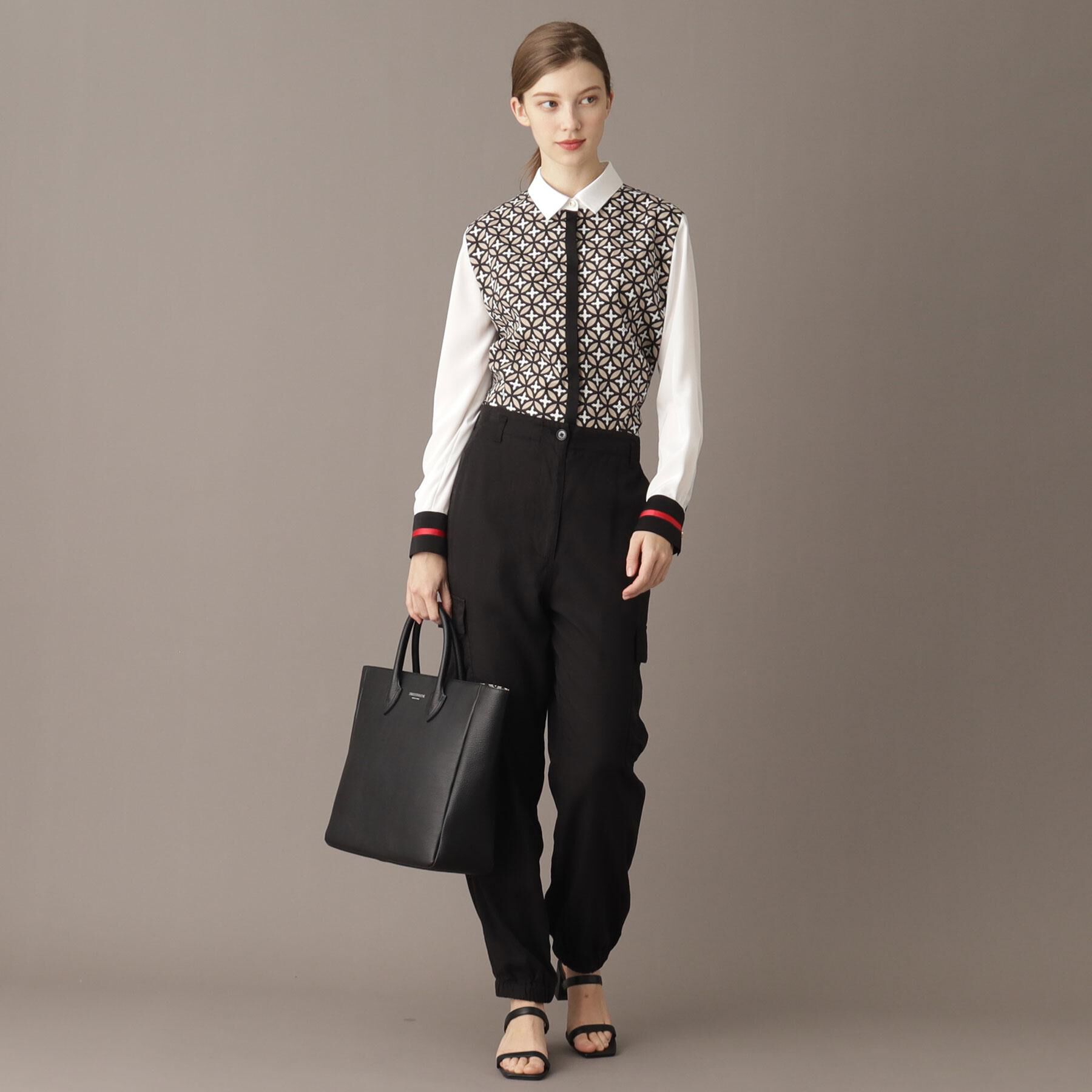 DRESSTERIOR「【美人百花/モデル美香着用】オーバーラップサークルコンビシャツ」|シャツ・ブラウス|