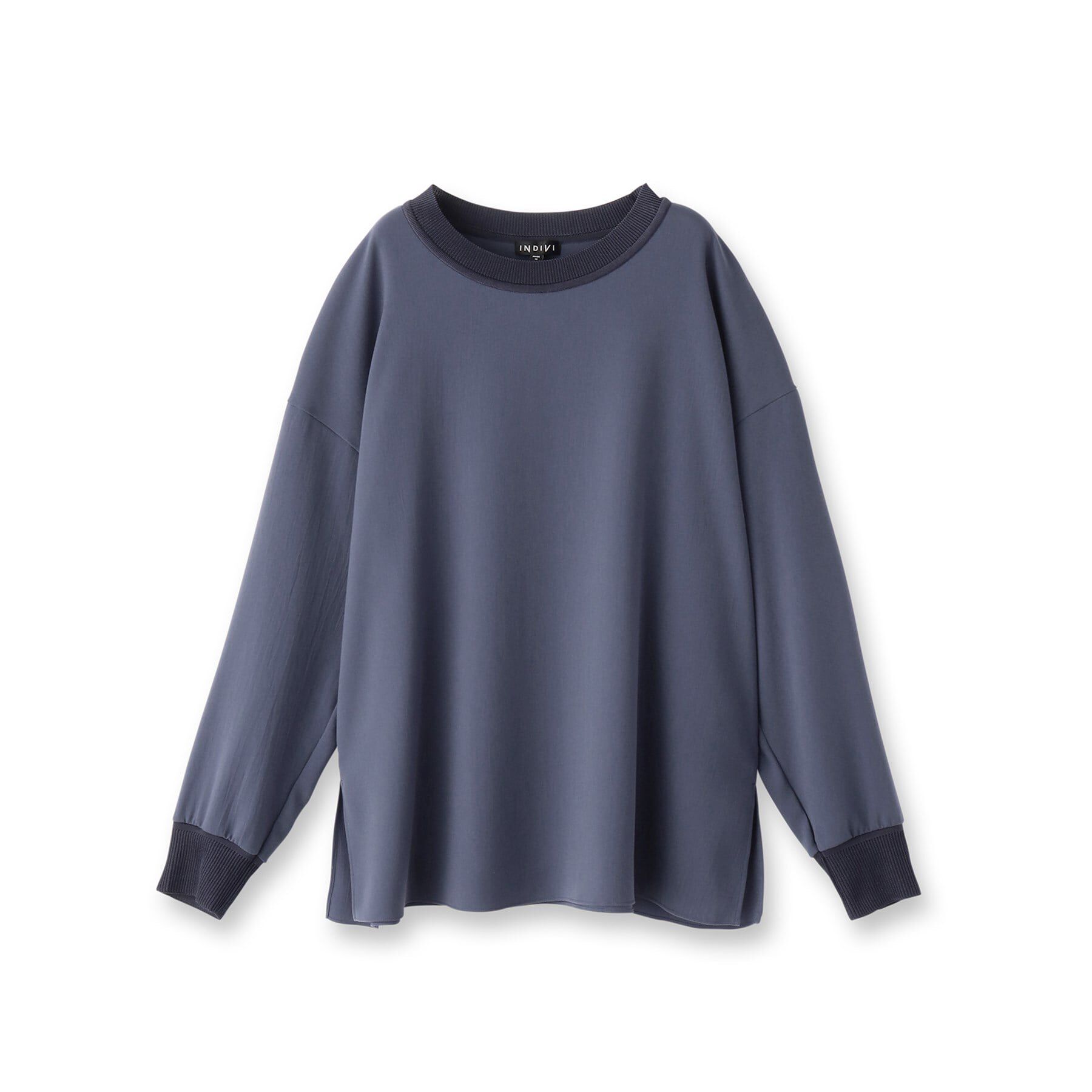 INDIVI「【洗える】リブデザインロングTシャツ」|Tシャツ・カットソー|