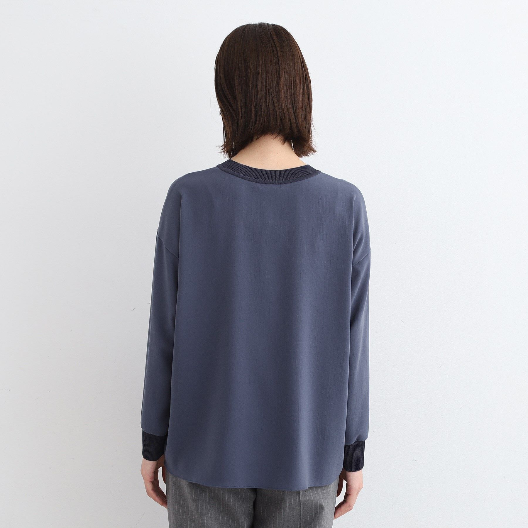 INDIVI「【洗える】リブデザインロングTシャツ」|Tシャツ・カットソー|