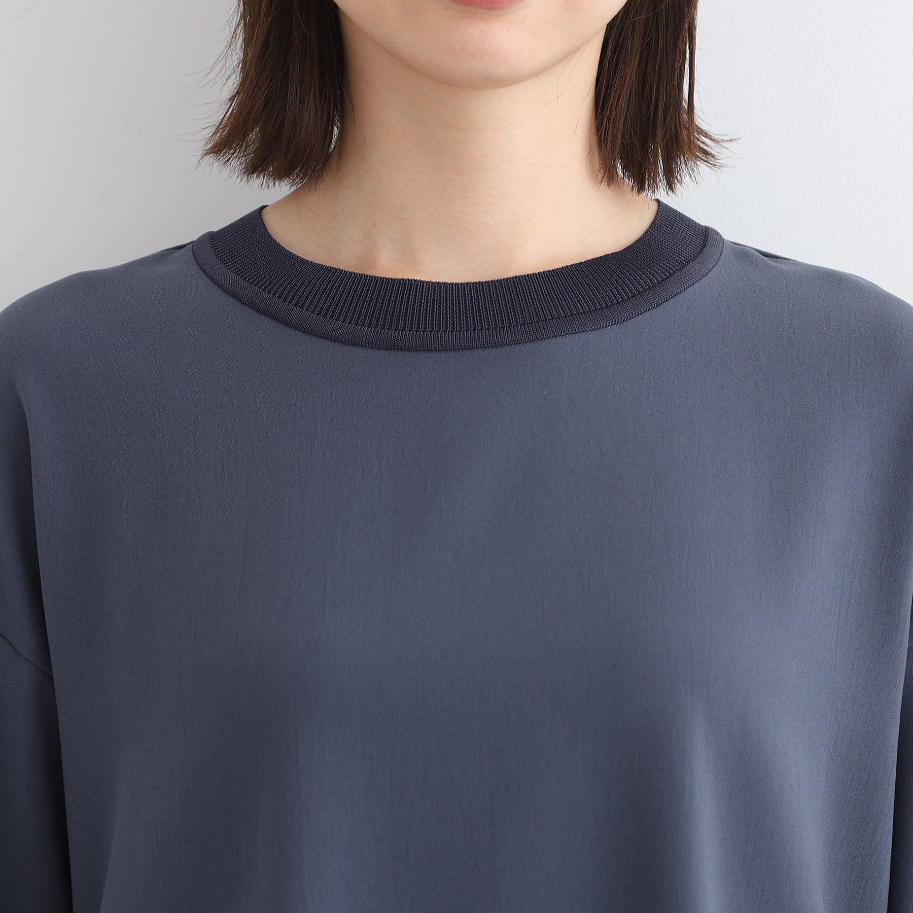 INDIVI「【洗える】リブデザインロングTシャツ」|Tシャツ・カットソー|