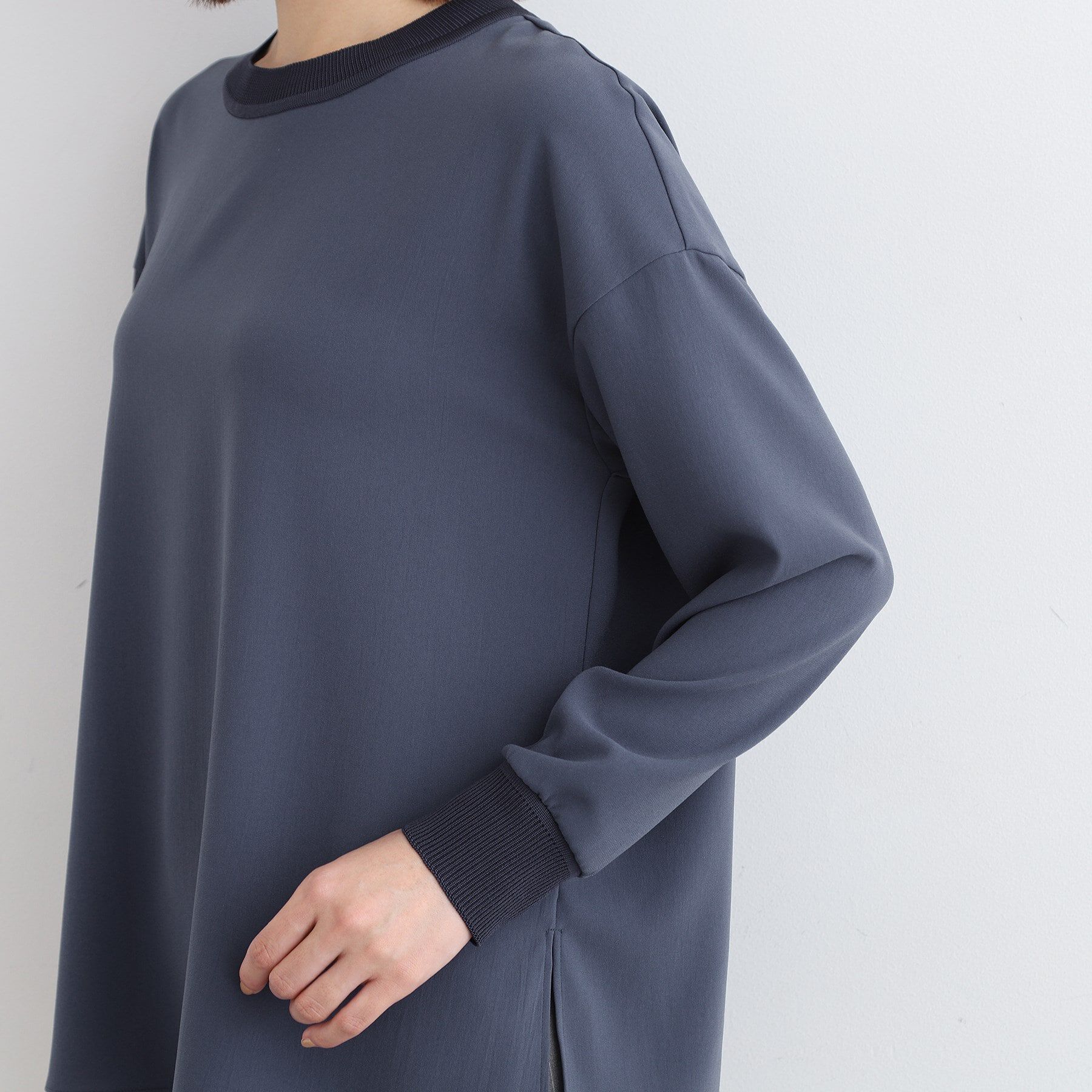 INDIVI「【洗える】リブデザインロングTシャツ」|Tシャツ・カットソー|