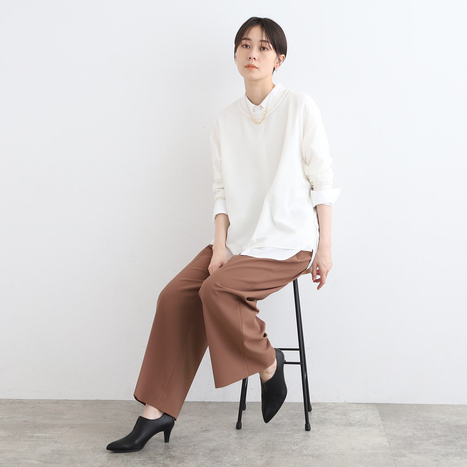 INDIVI「【洗える】リブデザインロングTシャツ」|Tシャツ・カットソー|