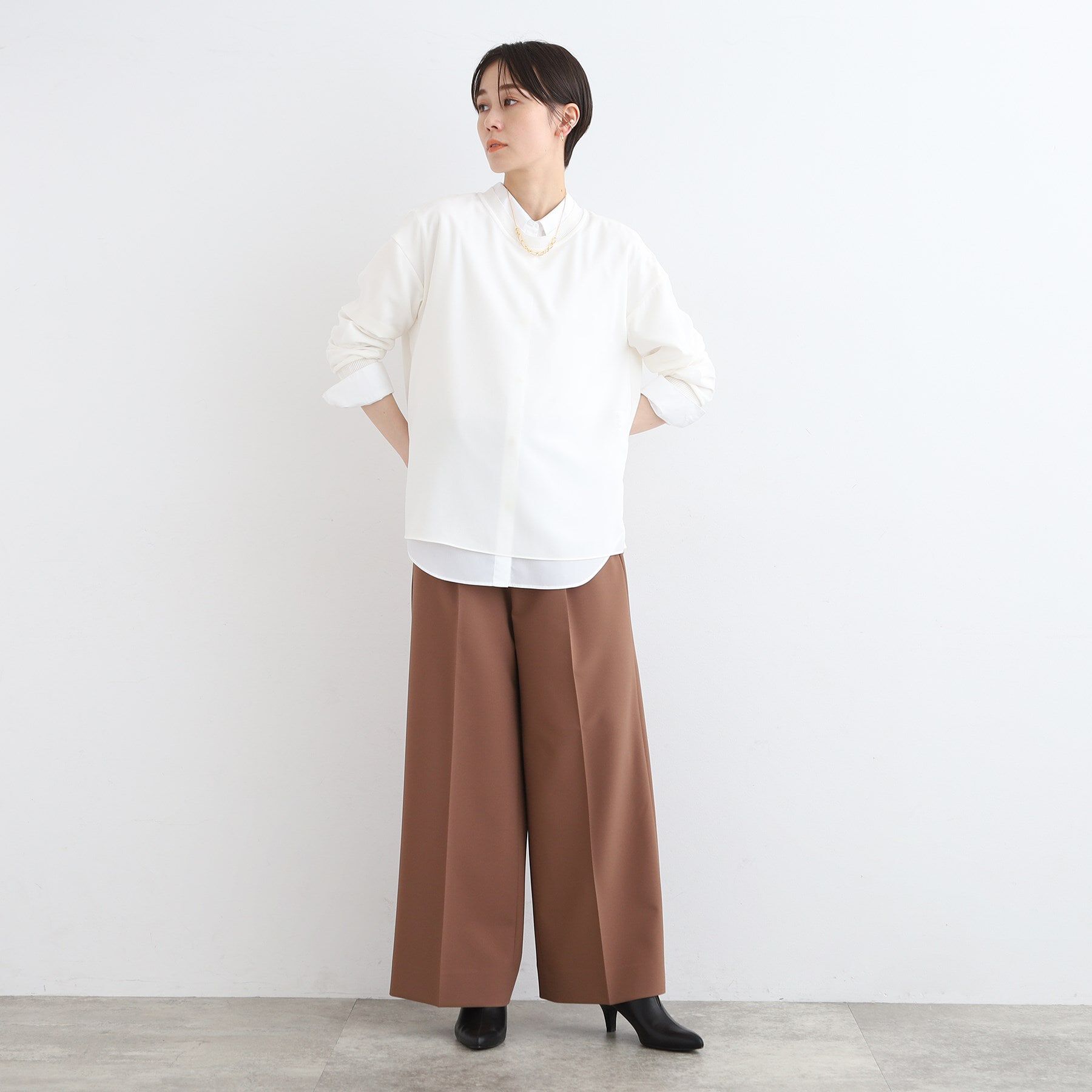 INDIVI「【洗える】リブデザインロングTシャツ」|Tシャツ・カットソー|